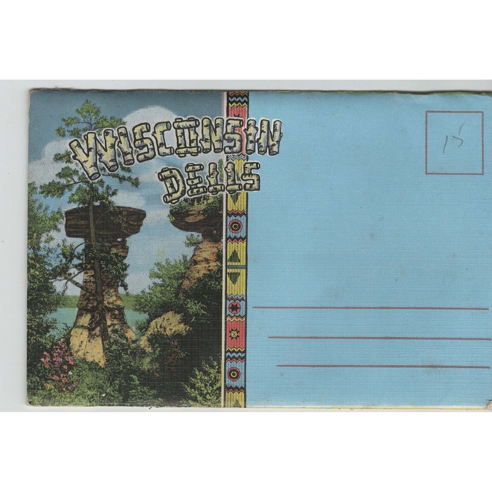 Vintage Wisconsin Dells Souvenir Postcard Folder Accordion Views Mid-Century - Picture 1 of 2